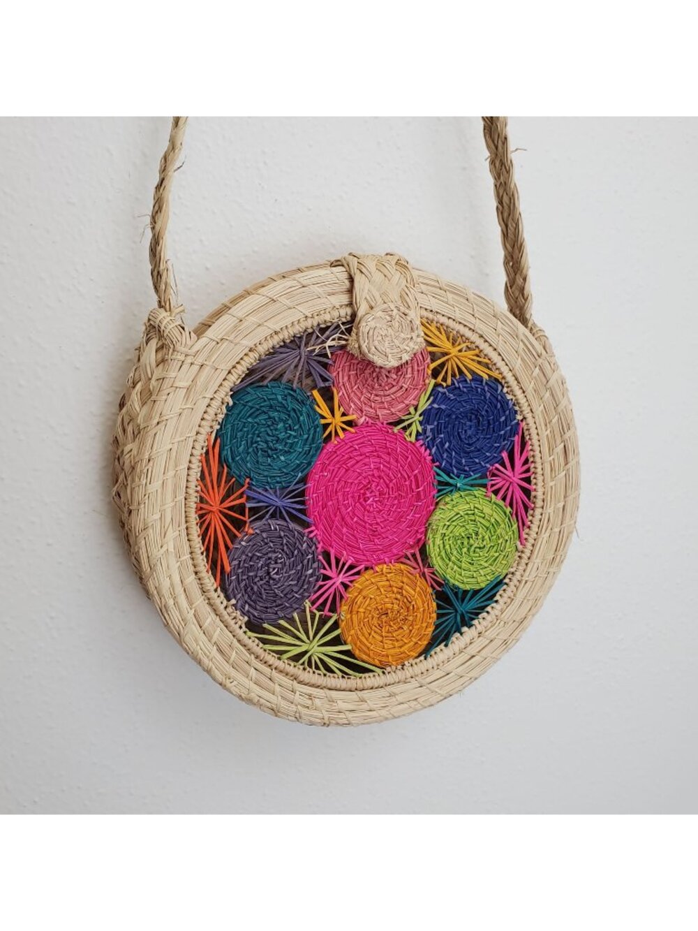Unbranded round woven summer crossbody bag